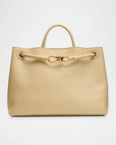 Bottega Veneta Andiamo Medium Leather Tote Bag In Butterscotch/brass