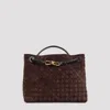 Bottega Veneta Andiamo Medium Suede Bag In Brown
