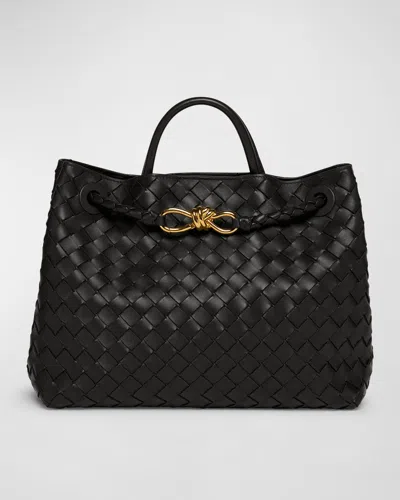 Bottega Veneta Black Medium Andiamo Bag In 1139 Black M Brass