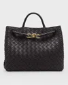 Bottega Veneta Andiamo Medium Woven Shoulder Bag In Black