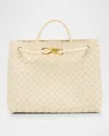 Bottega Veneta Medium Andiamo Intrecciato Leather Shoulder Bag In White