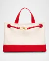 Bottega Veneta Andiamo Medium Two-tone Canvas Tote Bag In Multi