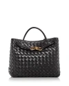 Bottega Veneta Andiamo Medium Woven Shoulder Bag In Black/gold