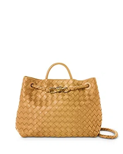 Bottega Veneta Andiamo Medium Woven Shoulder Bag In Dark Praline