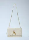 Bottega Veneta Andiamo Intrecciato Leather Crossbody Bag In White