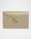 Bottega Veneta Andiamo Metallic Leather Pouch Bag In Gray