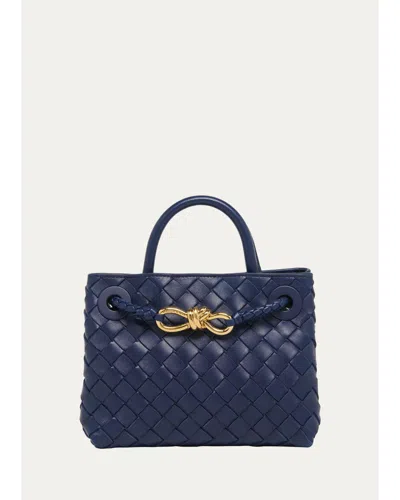 Bottega Veneta Andiamo Mini Leather Top-handle Bag In Sapphire