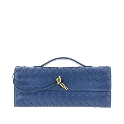 Bottega Veneta 'andiamo' Nappa Leather Clutch In Blue