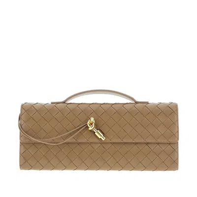 Bottega Veneta 'andiamo' Nappa Leather Clutch In Brown