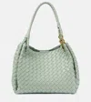 Shop Bottega Veneta Parachute Large Leather Shoulder Bag In Green