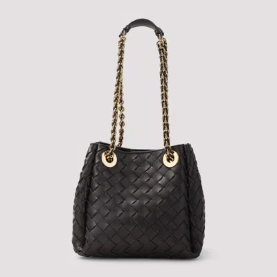 Bottega Veneta Black Intrecciato Leather Two-way Handbag In Brown