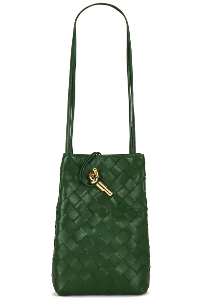 Bottega Veneta Andiamo Phone Pouch In Basil & Muse Brass