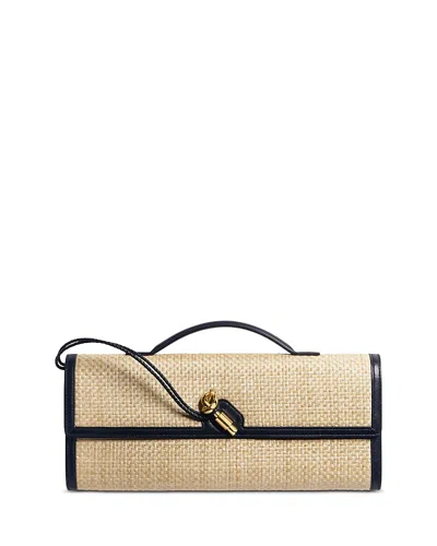 Bottega Veneta Andiamo Raffia Clutch In Orange