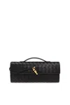 Bottega Veneta Women Leather Andiamo Clutch With Intrecciato Motif In Black