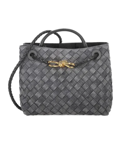Bottega Veneta Andiamo Small Crossbody Bag In Gray