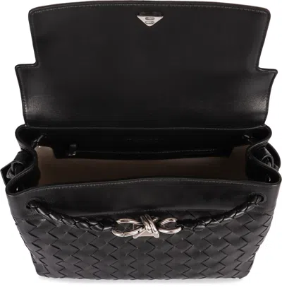 Bottega Veneta Andiamo Small Leather Messenger Bag In Black