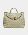 Bottega Veneta Andiamo Small Leather Top-handle Bag In Green