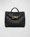 Bottega Veneta Andiamo Small Leather Top-handle Bag In Black