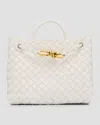 Bottega Veneta Andiamo Small Leather Top-handle Bag In Neutral