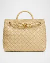 Bottega Veneta Andiamo Small Leather Top-handle Bag In Yellow