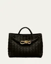 Bottega Veneta Andiamo Small Leather Top-handle Bag In Fondant
