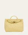 Bottega Veneta Andiamo Small Leather Top-handle Bag In Yellow