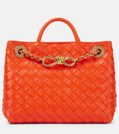 Bottega Veneta Andiamo Small Leather Tote Bag In Orange