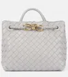 Bottega Veneta Andiamo Intrecciato Small Leather Tote Bag In White