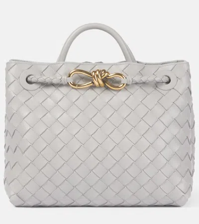 Bottega Veneta Andiamo Intrecciato Small Leather Tote Bag In Grey