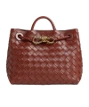 Bottega Veneta Andiamo Intrecciato Woven Leather Small Shoulder Bag In Brown