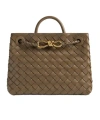 Bottega Veneta Andiamo Intrecciato Small Suede Tote Bag In Green
