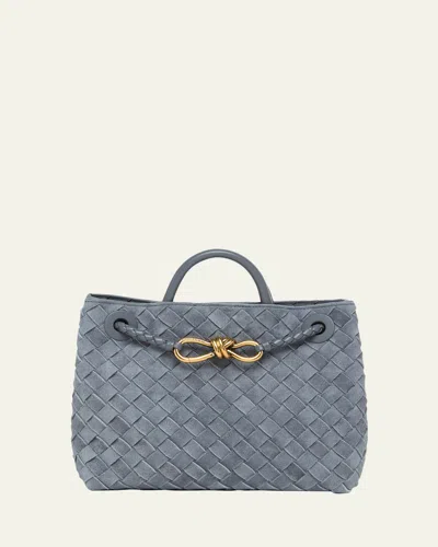 Bottega Veneta Andiamo Small Suede Tote Bag In Gray