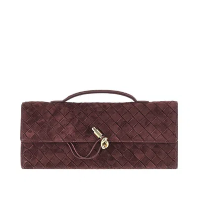 Bottega Veneta 'andiamo' Suede Leather Clutch In Red