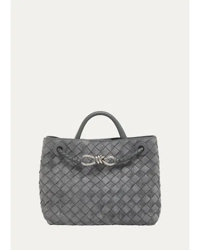 Bottega Veneta Andiamo Suede Top-handle Bag In Obsi Grey