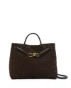 Bottega Veneta Andiamo Medium Intrecciato Suede Tote In Brown