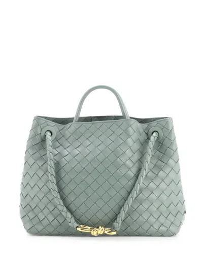 Pre-owned Bottega Veneta Andiamo Top Handle Bag Intrecciato Nappa Medium Satchel In Blue