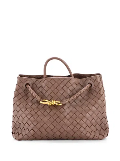 Pre-owned Bottega Veneta Andiamo Top Handle Bag Intrecciato Nappa Medium Satchel In Brown