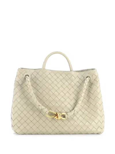 Pre-owned Bottega Veneta Andiamo Top Handle Bag Intrecciato Nappa Medium Satchel In Neutrals