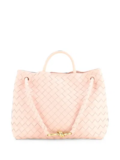Pre-owned Bottega Veneta Andiamo Top Handle Bag Intrecciato Nappa Medium Satchel In Pink