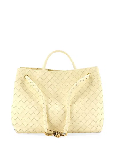 Pre-owned Bottega Veneta Andiamo Top Handle Bag Intrecciato Nappa Medium Satchel In Yellow
