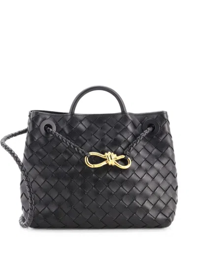 Pre-owned Bottega Veneta Andiamo Top Handle Bag Intrecciato Nappa Small Satchel In Black