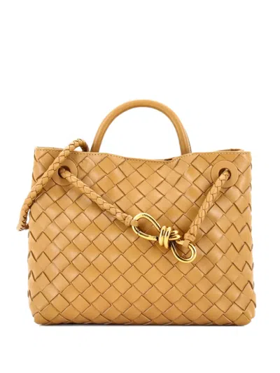 Pre-owned Bottega Veneta Andiamo Top Handle Bag Intrecciato Nappa Small Satchel In Brown