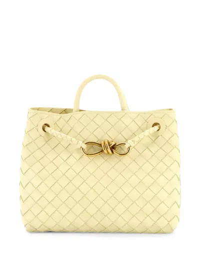 Pre-owned Bottega Veneta Andiamo Top Handle Bag Intrecciato Nappa Small Satchel In Yellow