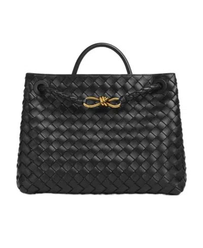 Bottega Veneta Black Medium Andiamo Bag In 1139 Black M Brass