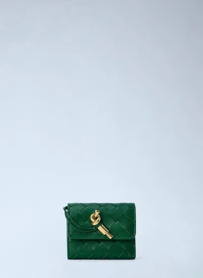 Bottega Veneta Andiamo Tri-fold Leather Wallet In Green