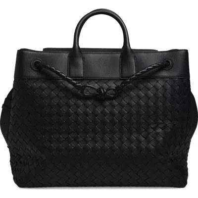 Bottega Veneta Andiamo Voyager Intrecciato Tote In Black