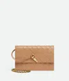 Bottega Veneta Leather Andiamo Chain Wallet In Brown
