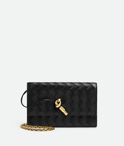 Bottega Veneta Andiamo Wallet On Chain In Black