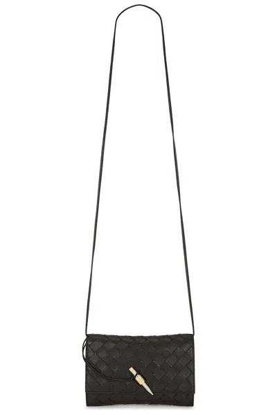 Bottega Veneta Andiamo Wallet On Strap In Espresso  Brass Vibrato  & Silver