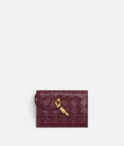 Bottega Veneta Andiamo Zipped Card Case In Burgundy